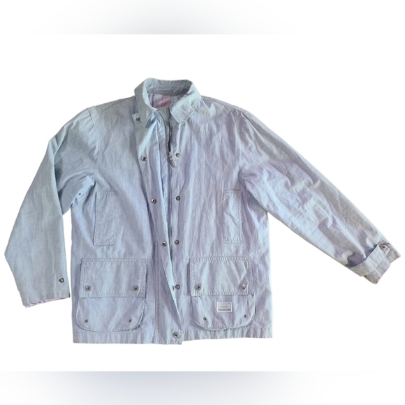 Vintage Lauren Ralph Lauren Oiled Linen Jacket w/ Pastel Plaid Lining - Petite S - Picture 1 of 8